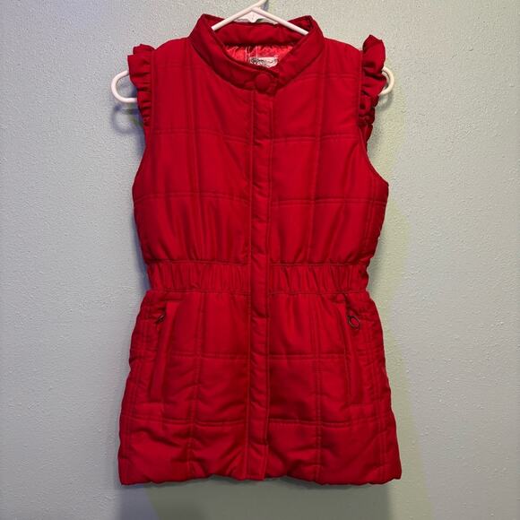 Tulle Women’s Red Cinched Waisted Quilted Vest Size Small - Picture 1 of 12
